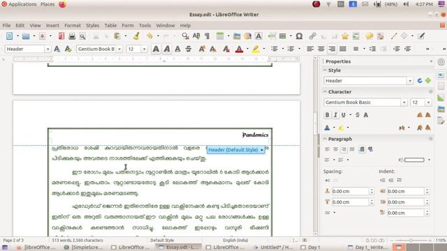 LibreOffice Writer_Header and Footer