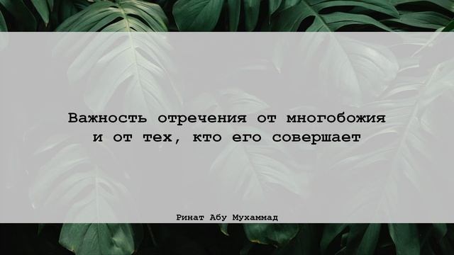 Важность отречения от многобожия и от тех, кто его совершает | Ринат абу Мухаммад