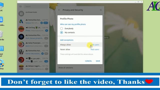 How to hide profile picture on Telegram