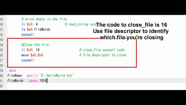 How to read and write files in MIPs Assembly