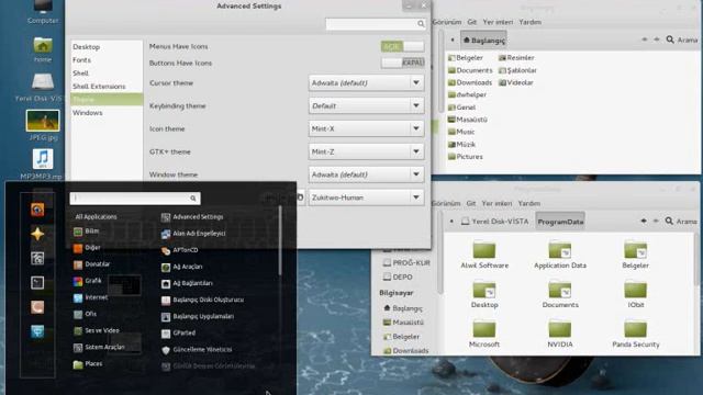 linux mint 12 lisa shell theme.wmv