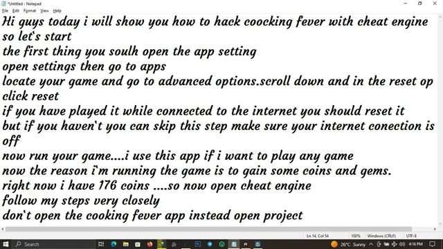 How to hack cooking fever using cheat engine