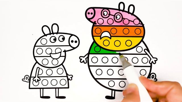 Peppa and Daddy Pig - Pop It | Coloring and Drawing Пеппа и Папа Свин-Поп Ит Раскраска и Рисование