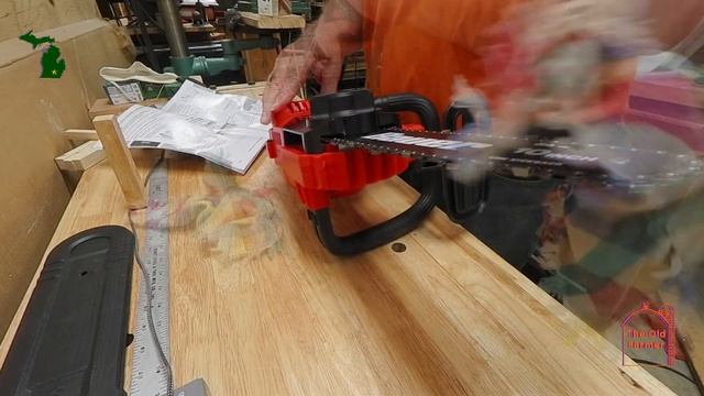 92 Harbor Freight Bauer 20 V Chainsaw from Box to Cut