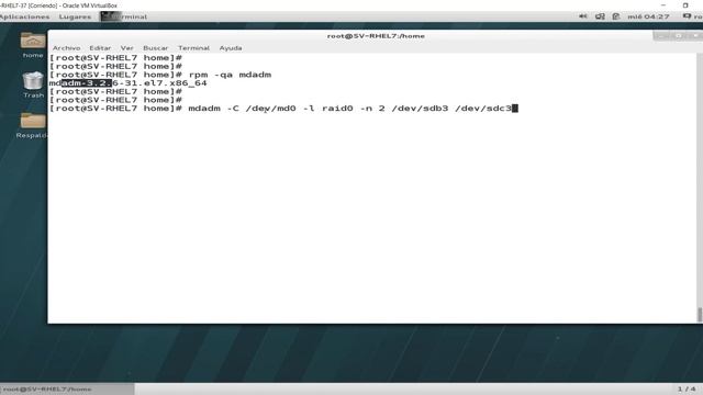 Creando Raid0 en RedHat 7