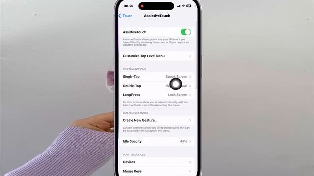 How to set Assistive Touch Single Tap Action as Continuous scroll  in iPhone 14 Pro