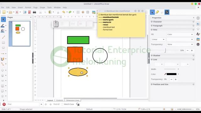 Tutorial Libreoffice Draw - 2 Pembuatan dan Format Bentuk