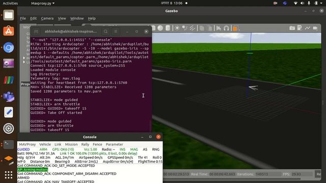 Drone simulation in Gazebo using ROS