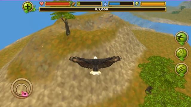 Eagle Simulator (IOS, Android) Gameplay #1 - Stranded eagle on tiny island -