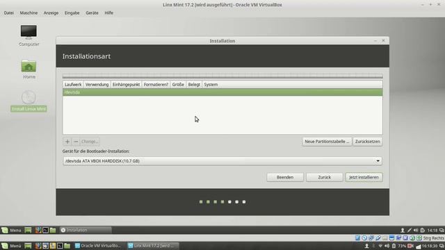 How to install Linux Mint 17.2 in Virtual Box 5.0 [German]