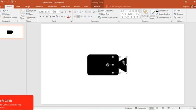 Draw a video icon in Microsoft PowerPoint 2016