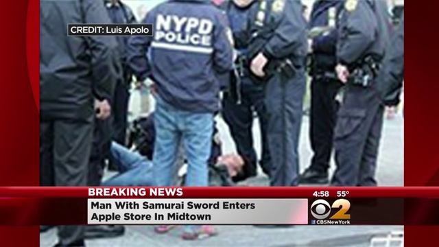 Man Swings Sword In Apple Store