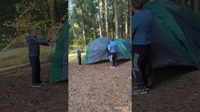 Строим лагерь #палатки #лес #camping #туризм #forest