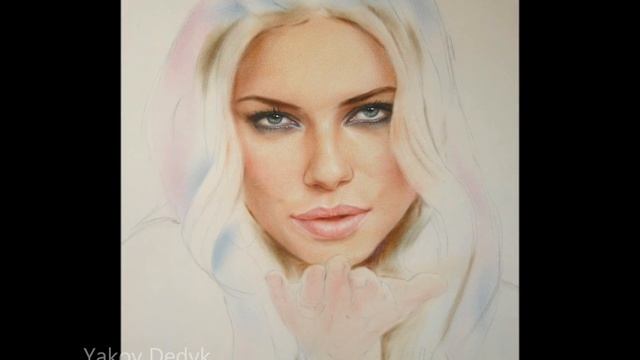 Speed painting portrait of Adriana Lima in technique dry brush