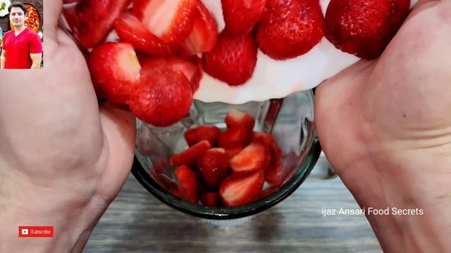 Strawberry Milkshake Recipe By ijaz Ansari | Restaurant Style Strawberry Juice Recipe |