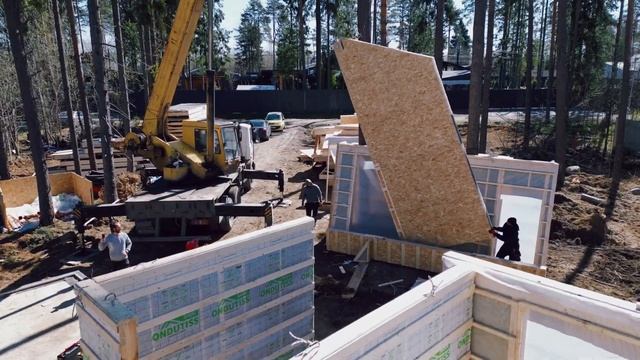 Сборка дома по Prefab технологии. Varma House. Проект Optima.