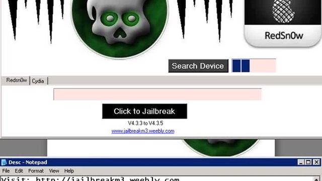 Redsnow jailbreak 4.3.5 untethered (4.3.4+4.3.3) (iPhone 4/3gs)(ipod touch)(ipad 2)