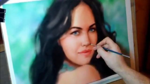 Speed drawing portrait in the mixed technique. Megan Fox.