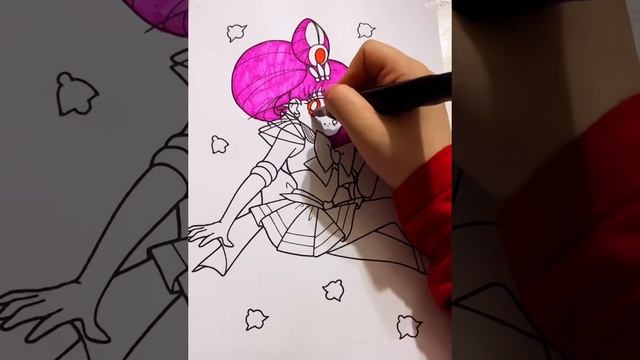 Coloring Sailor Chibi Moon-Chibiusa coloring pages for kids and toddlers/ohuhu art markers