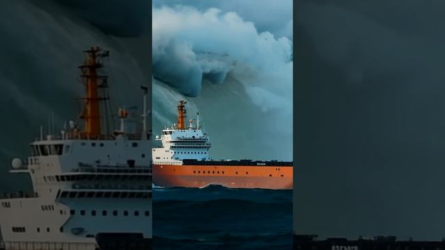 Is It a Massive Tidal Wave or Tornado Behind the Ship？ #tidalwave #tornado  #scaryocean