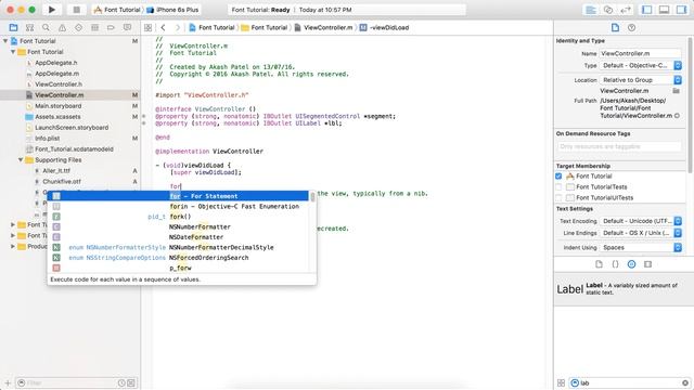 Font Integration in iOS 9 | Xcode 7 | Objective C