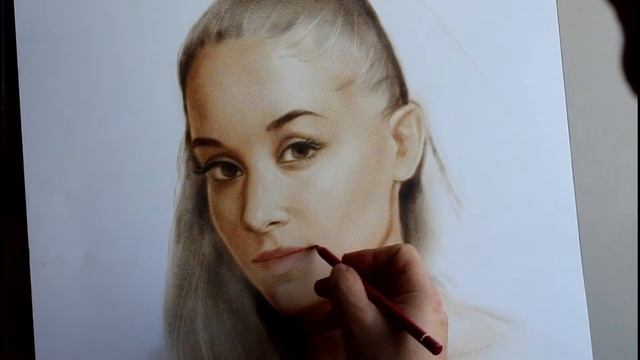 Portrait of Ariana Grande. Painting in technique dry brush by Yakov Dedyk