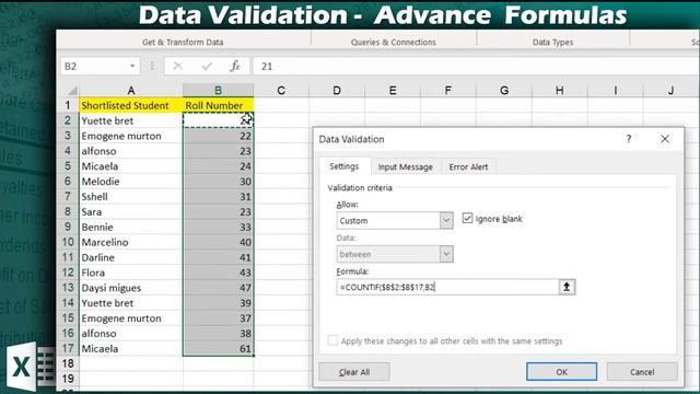 Learn Data Validation In Excel  | Part 3 - COUNTIF Function | Prevent Duplicate Entries (Hindi)