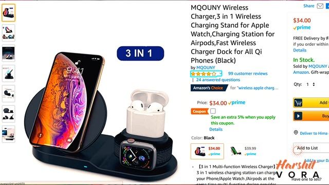 34$ All in one iPhone + Apple Watch + Airpods Charger