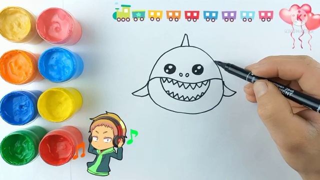 Bolalar uchun akula chizish / Drawing Baby shark for children / Рисование малыш Акула для детей