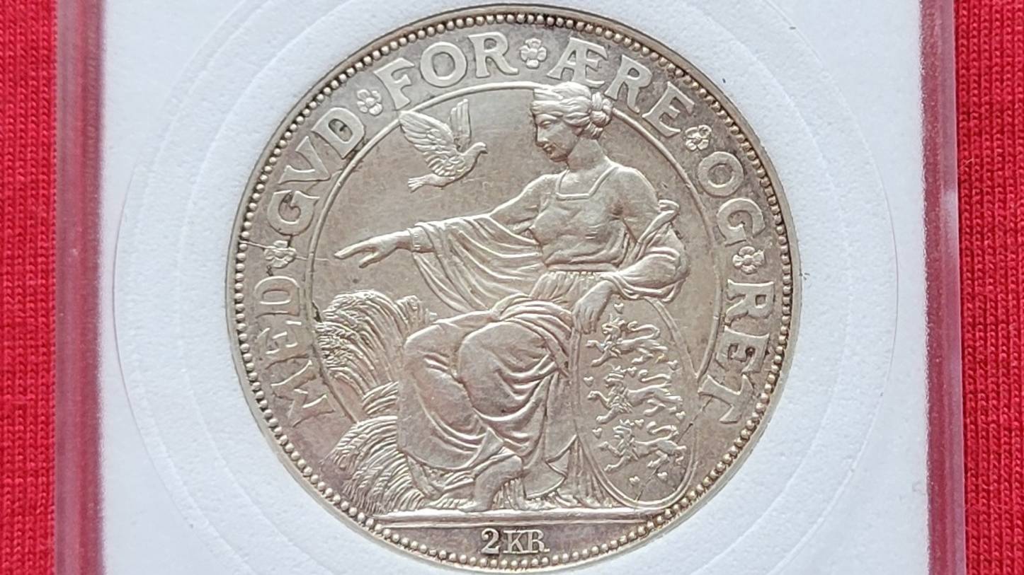 DENMARK SILVER 2 KRONER 1903 - 40 Лет Правления Кристиан IX