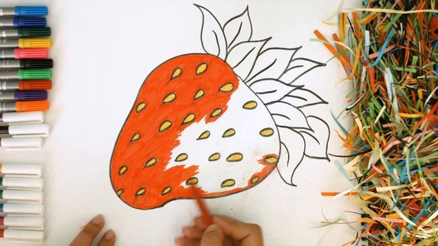 Glitter Strawberry coloring and drawing for kids | Neno gak Art