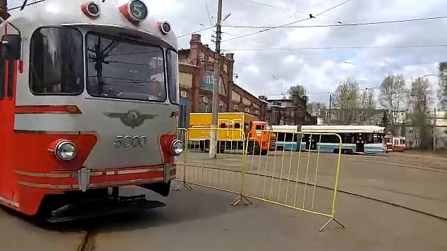 Вид трамваев на улице. ГЭТ. Санкт-Петербург.