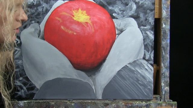 Learn How to Draw and Paint AN APPLE A DAY with Acrylics- Time Lapse-Easy Beginner Art Tutorial