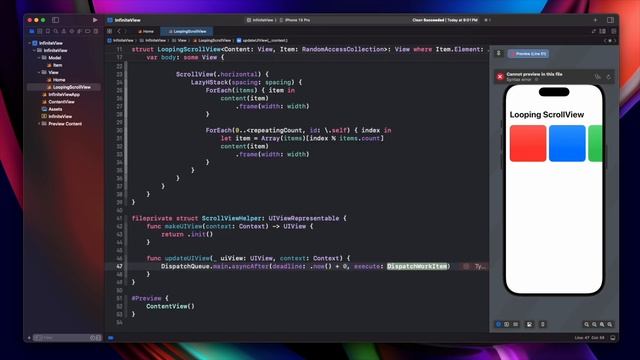 SwiftUI: Infinite Looping ScrollView - iOS 17 - Xcode 15