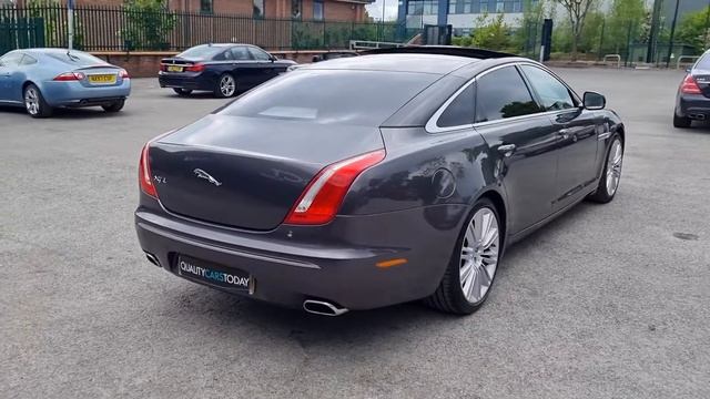 Jaguar XJ L ( LWB) Portfolio in Pearl Grey with Ivory Soft Grain and Rich Oak Veneer Walk Around