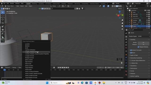 5_Setting up camera and object movement by keyframes