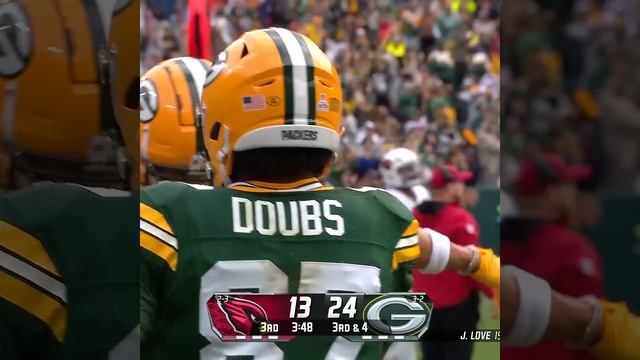 Romeo Doubs catches for a 20-yard Touchdown vs. Arizona Cardinals