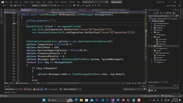 Coding a ChatBot in C# and .NET Blazor using Azure AI from Scratch