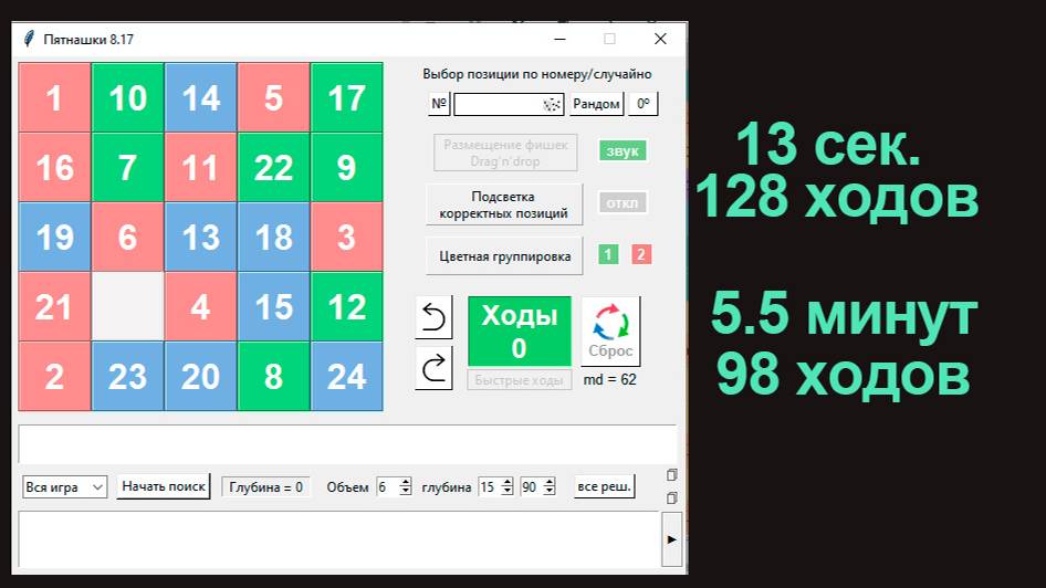 Решаем головоломку Пятнашки 5x5 лучшим в мире решателем на Python