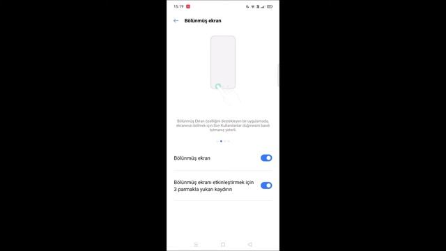 oppo realme bölünmüş ekran açma kapatma ayarları