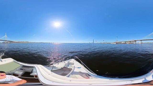 4к видео 360 панорама vr лето финский залив на катере