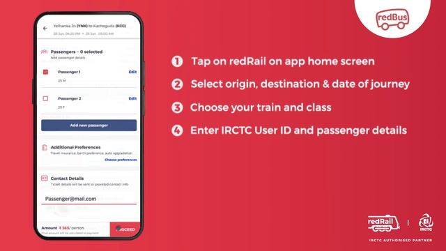 How to book a train ticket on redRail by redBus ?