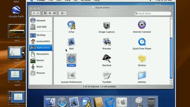 OS X 10.3 running on Ubuntu 7.10 using PearPC 0.4