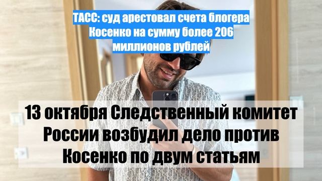 ТАСС: суд арестовал счета блогера Косенко на сумму более 206 миллионов рублей