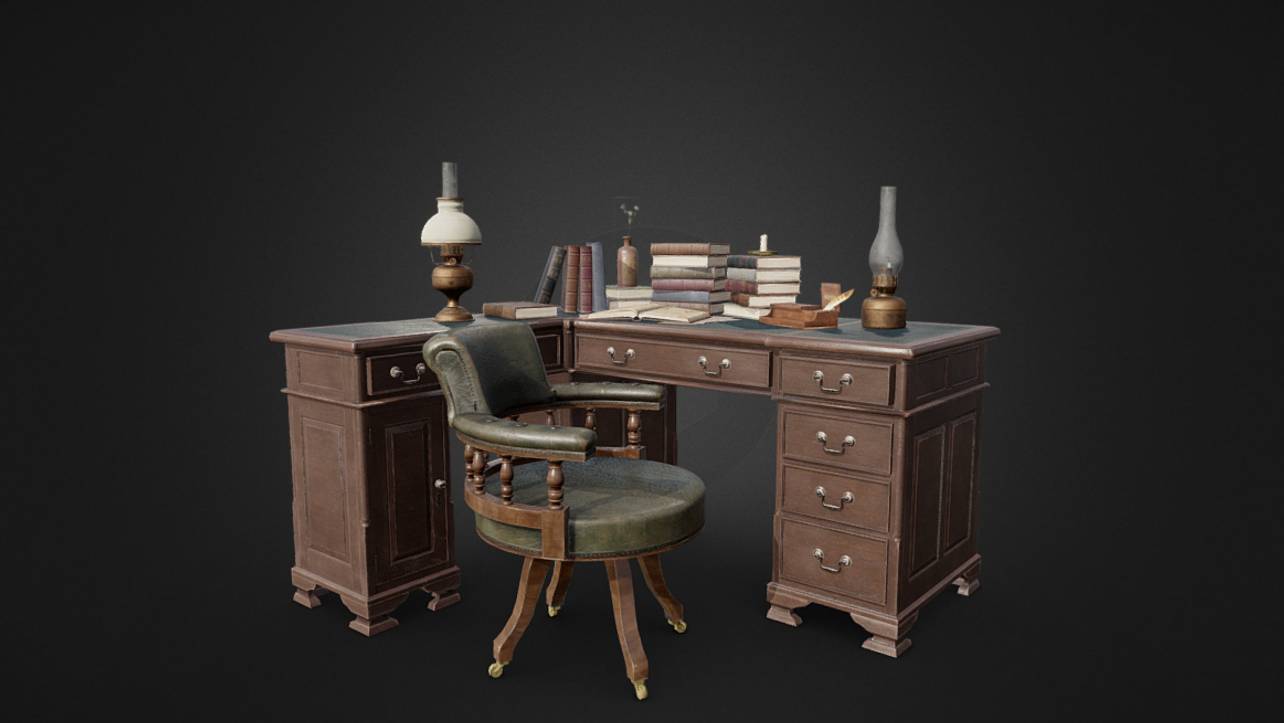 Victorian Desk with Props в 3D от Matthew Collings