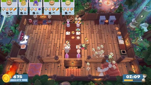 Overcooked 2 Campfire Cook Off DLC Level 3-1 2 Player 4 Stars《PS4》Flowey