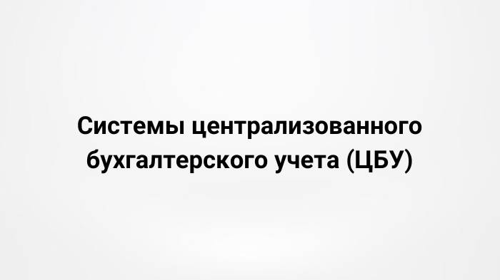 Системы централизованного бухгалтерского учета ЦБУ (29.11.2023)