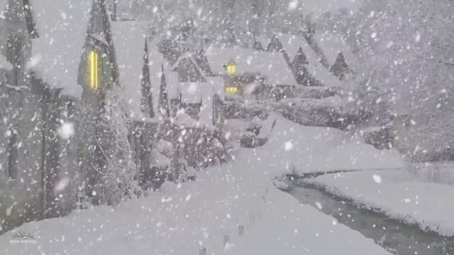 Красивый Снегопад в деревне Звуки природы Зимняя Сказка Видео Падает Снег