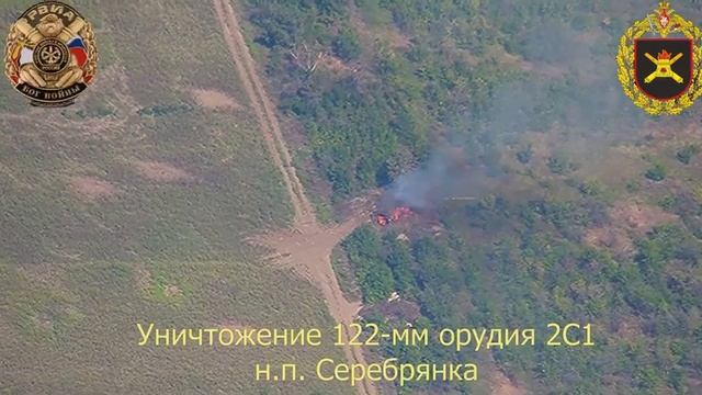 🔥 Уничтожение вражеской 122-мм САУ 2С1 «Гвоздика» возле села Серебрянка на Северском направлении