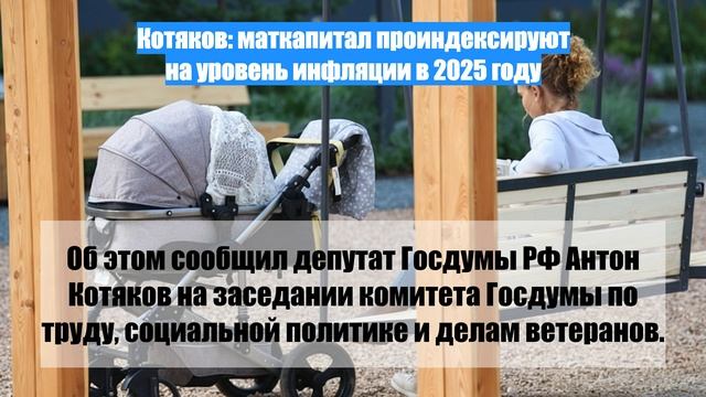 Котяков: маткапитал проиндексируют на уровень инфляции в 2025 году